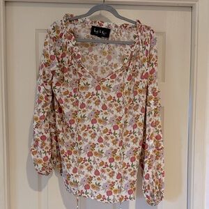 Beautiful Nicole Miller Floral Print silk Women's Top